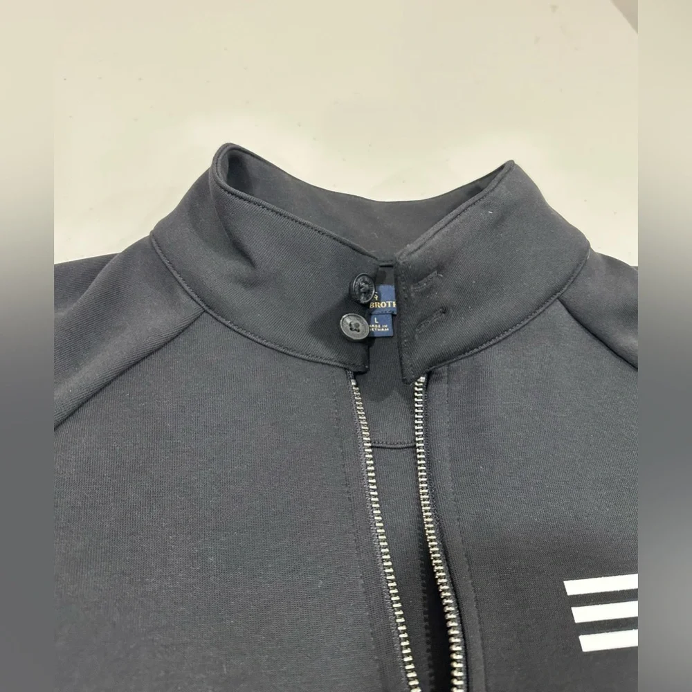 Brooks Brothers Men’s Jacket Size L Black Front Zip Funnel Neck Cotton‎ Blend